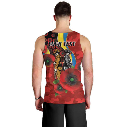 Gold Suns ANZAC Personalised Men Tank Top Lest We Forget Poppy Camo