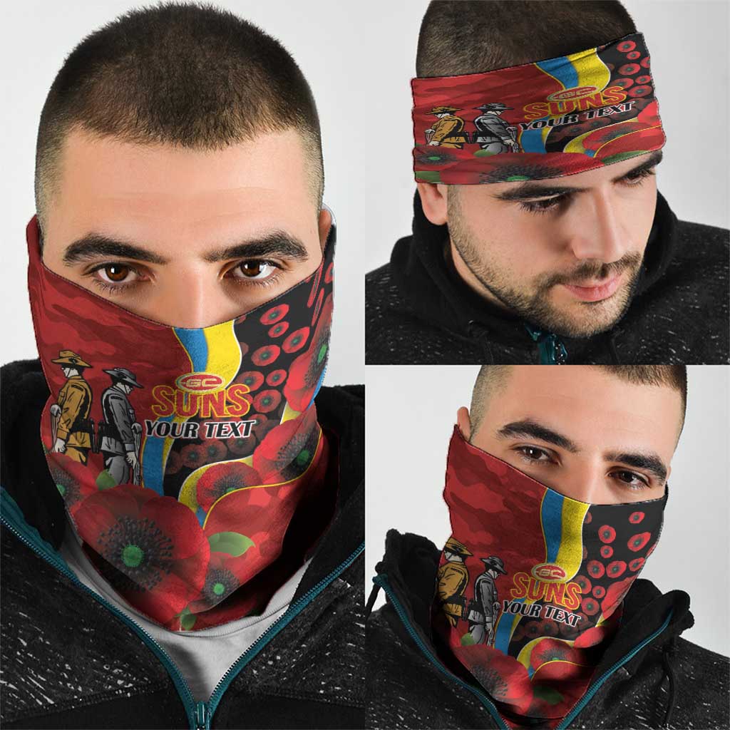Gold Suns ANZAC Personalised Neck Gaiter Lest We Forget Poppy Camo