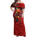 Gold Suns ANZAC Personalised Off Shoulder Maxi Dress Lest We Forget Poppy Camo