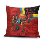 Gold Suns ANZAC Personalised Pillow Cover Lest We Forget Poppy Camo