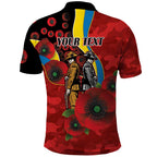 Gold Suns ANZAC Personalised Polo Shirt Lest We Forget Poppy Camo