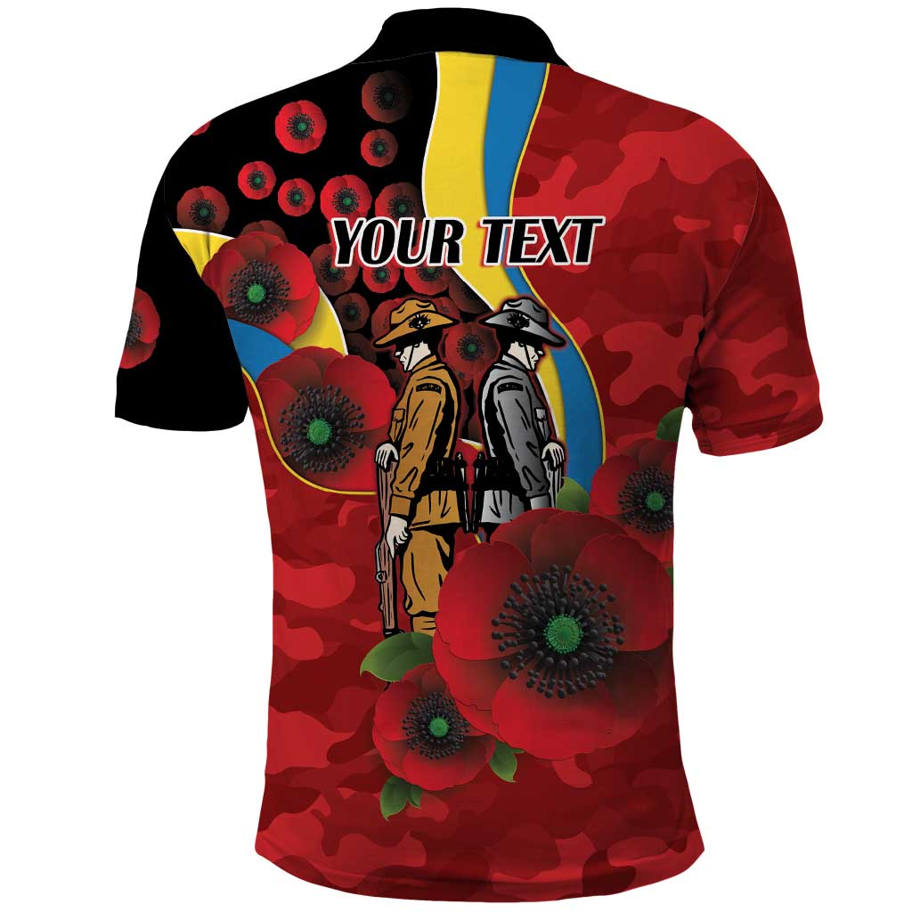 Gold Suns ANZAC Personalised Polo Shirt Lest We Forget Poppy Camo