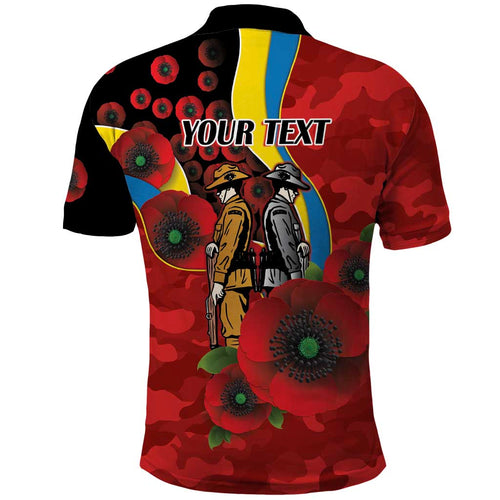 Gold Suns ANZAC Personalised Polo Shirt Lest We Forget Poppy Camo