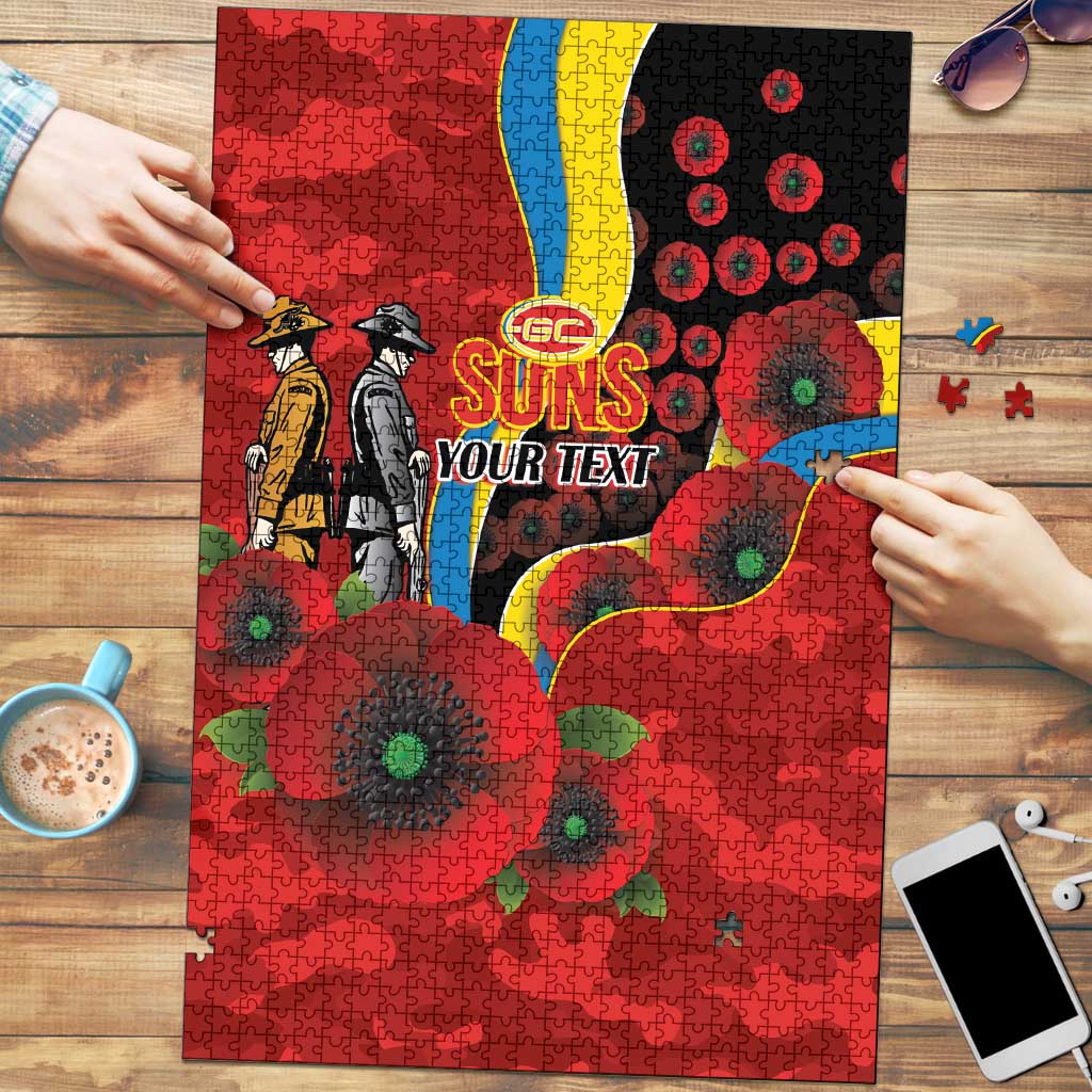 Gold Suns ANZAC Personalised Puzzle Lest We Forget Poppy Camo