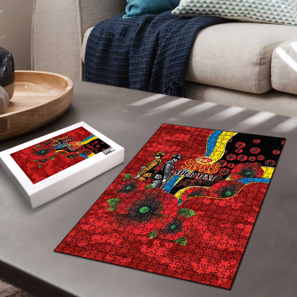 Gold Suns ANZAC Personalised Puzzle Lest We Forget Poppy Camo
