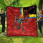 Gold Suns ANZAC Personalised Quilt Lest We Forget Poppy Camo
