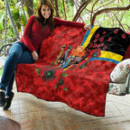 Gold Suns ANZAC Personalised Quilt Lest We Forget Poppy Camo