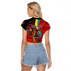 Gold Suns ANZAC Personalised Raglan Cropped T Shirt Lest We Forget Poppy Camo