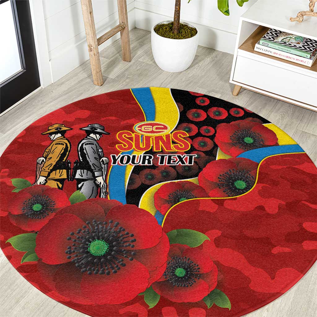 Gold Suns ANZAC Personalised Round Carpet Lest We Forget Poppy Camo