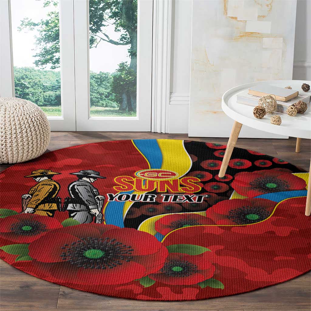 Gold Suns ANZAC Personalised Round Carpet Lest We Forget Poppy Camo