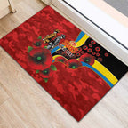 Gold Suns ANZAC Personalised Rubber Doormat Lest We Forget Poppy Camo