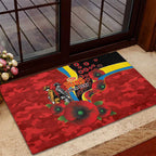 Gold Suns ANZAC Personalised Rubber Doormat Lest We Forget Poppy Camo