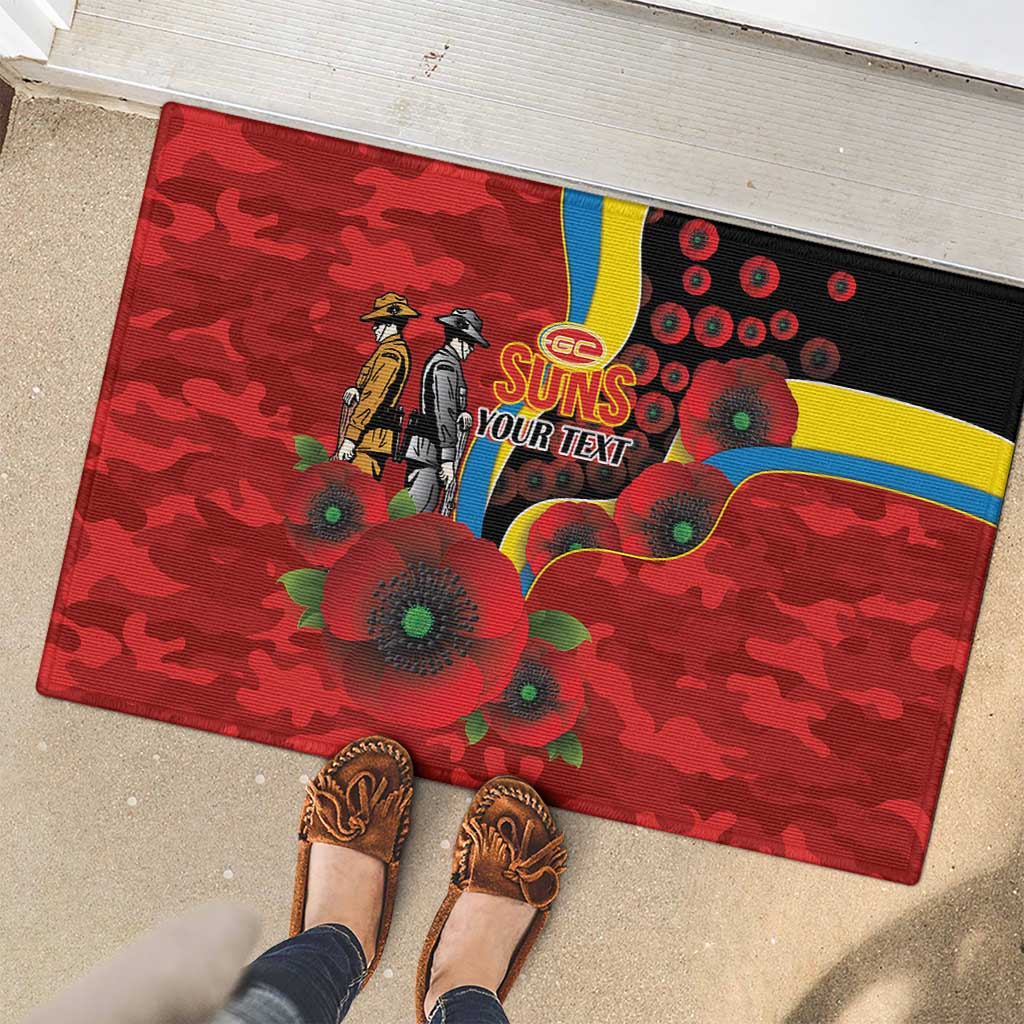 Gold Suns ANZAC Personalised Rubber Doormat Lest We Forget Poppy Camo