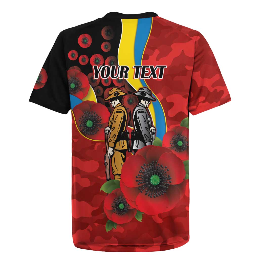 Gold Suns ANZAC Personalised Rugby Jersey Lest We Forget Poppy Camo