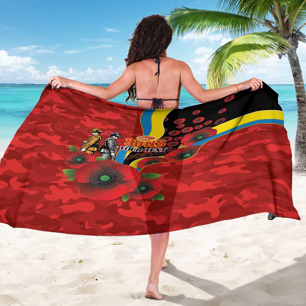 Gold Suns ANZAC Personalised Sarong Lest We Forget Poppy Camo