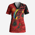 Gold Suns ANZAC Personalised Scrub Top Lest We Forget Poppy Camo