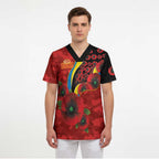Gold Suns ANZAC Personalised Scrub Top Lest We Forget Poppy Camo