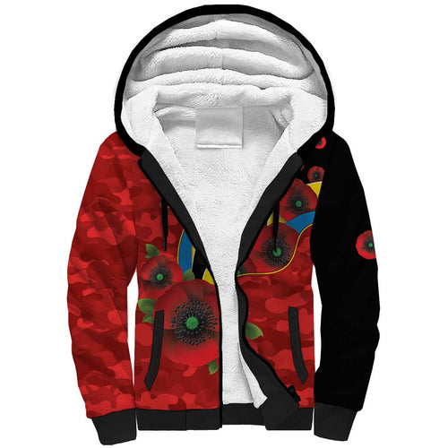 Gold Suns ANZAC Personalised Sherpa Hoodie Lest We Forget Poppy Camo