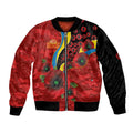 Gold Suns ANZAC Personalised Sleeve Zip Bomber Jacket Lest We Forget Poppy Camo