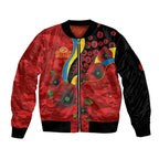 Gold Suns ANZAC Personalised Sleeve Zip Bomber Jacket Lest We Forget Poppy Camo