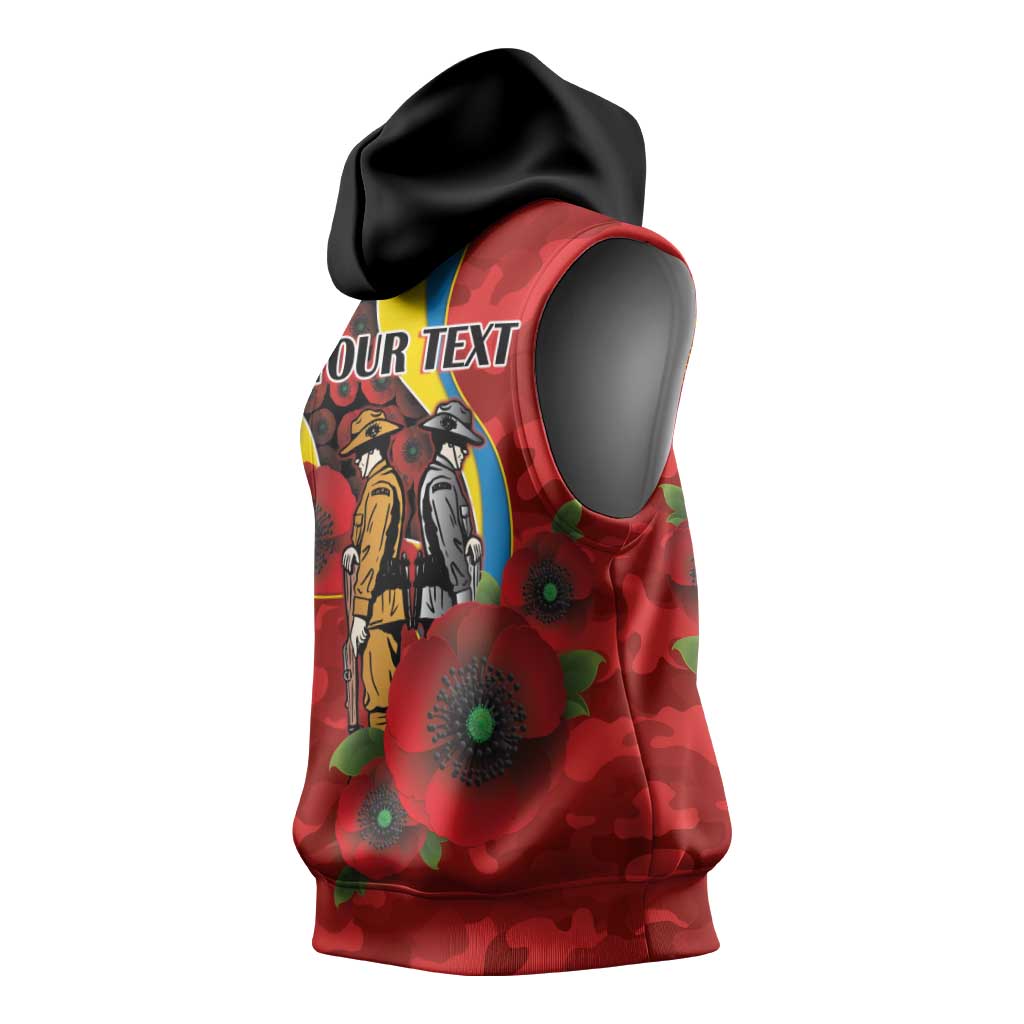 Gold Suns ANZAC Personalised Sleeveless Hoodie Lest We Forget Poppy Camo