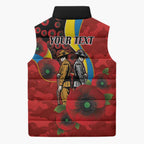 Gold Suns ANZAC Personalised Sleeveless Puffer Jacket Lest We Forget Poppy Camo