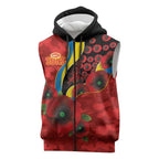 Gold Suns ANZAC Personalised Sleeveless Zip Hoodie Lest We Forget Poppy Camo