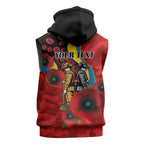 Gold Suns ANZAC Personalised Sleeveless Zip Hoodie Lest We Forget Poppy Camo