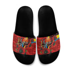 Gold Suns ANZAC Personalised Slide Sandals Lest We Forget Poppy Camo