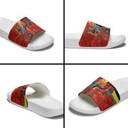 Gold Suns ANZAC Personalised Slide Sandals Lest We Forget Poppy Camo