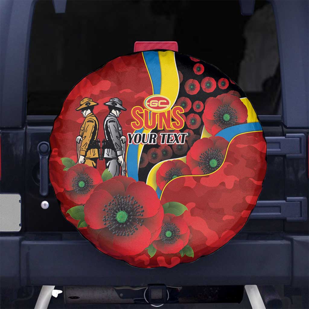 Gold Suns ANZAC Personalised Spare Tire Cover Lest We Forget Poppy Camo