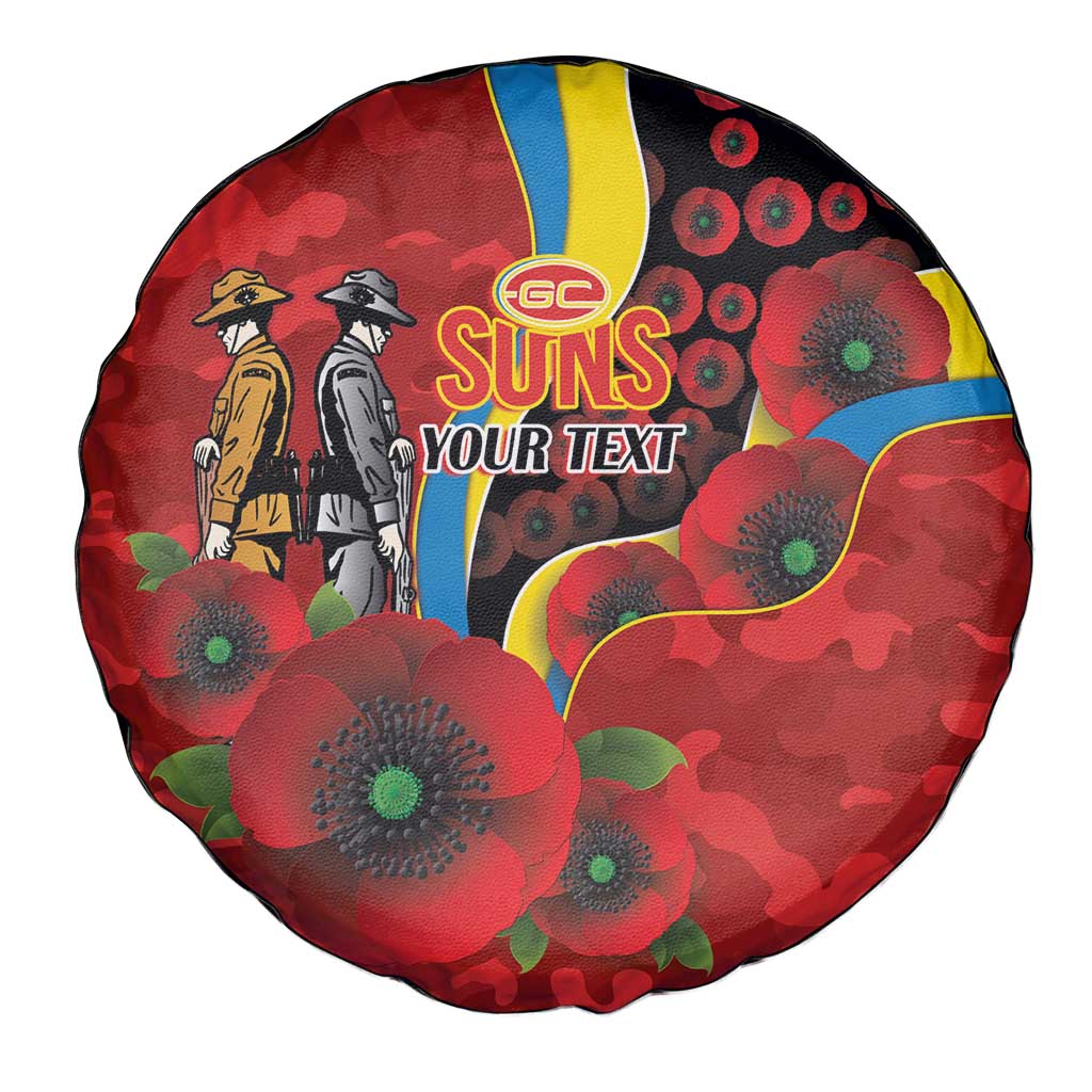 Gold Suns ANZAC Personalised Spare Tire Cover Lest We Forget Poppy Camo