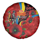 Gold Suns ANZAC Personalised Spare Tire Cover Lest We Forget Poppy Camo