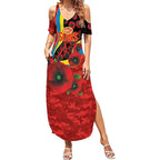Gold Suns ANZAC Personalised Summer Maxi Dress Lest We Forget Poppy Camo