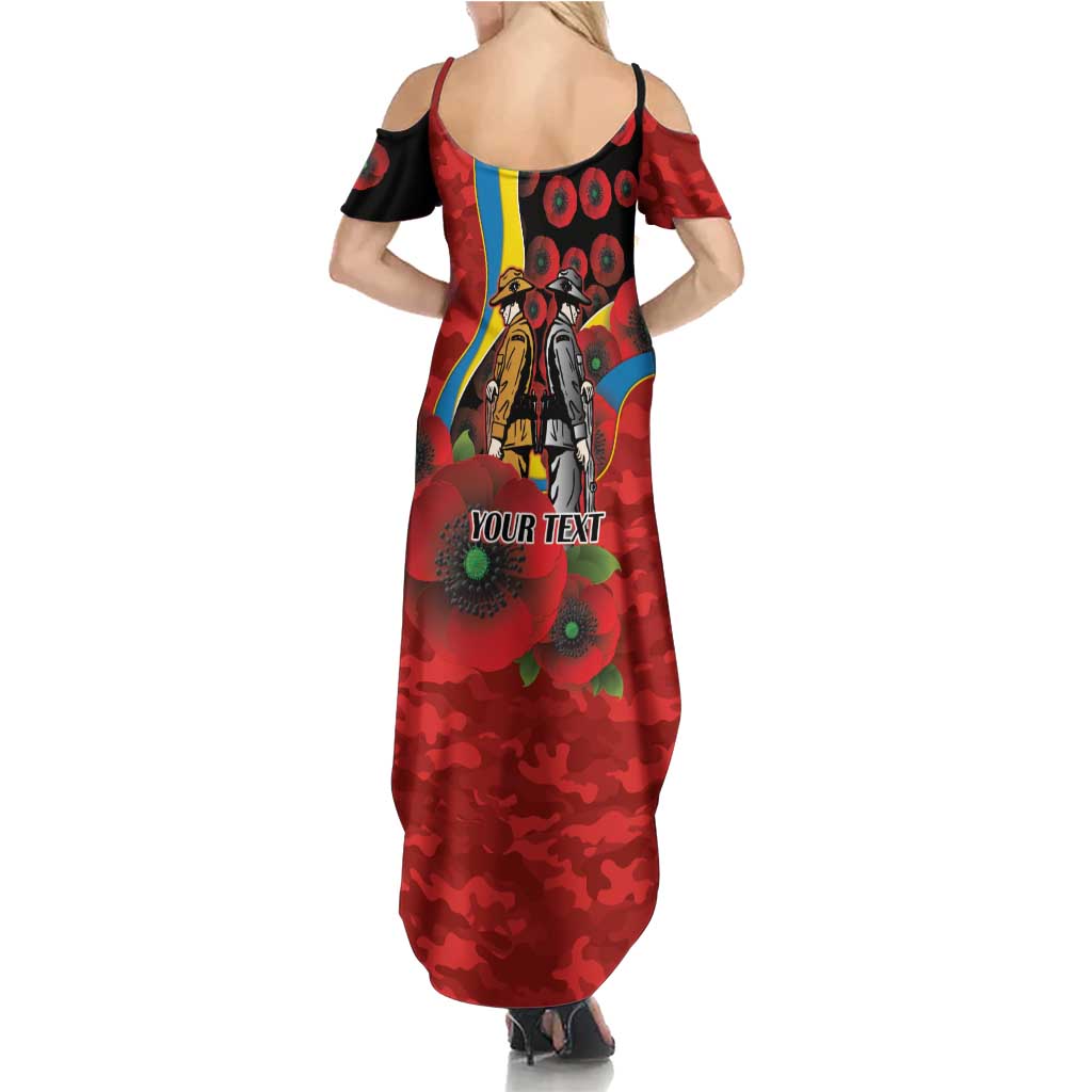 Gold Suns ANZAC Personalised Summer Maxi Dress Lest We Forget Poppy Camo