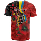 Gold Suns ANZAC Personalised T Shirt Lest We Forget Poppy Camo