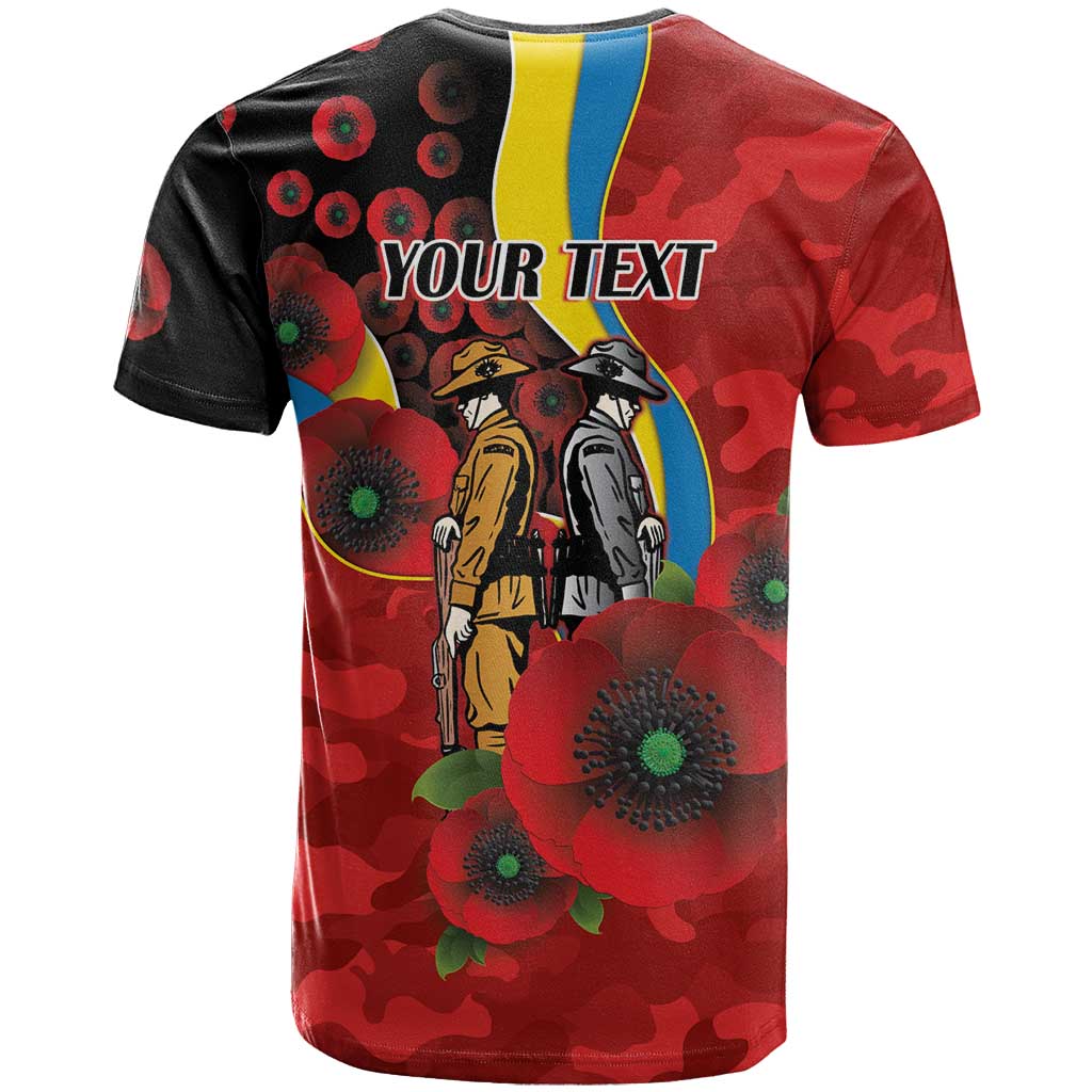 Gold Suns ANZAC Personalised T Shirt Lest We Forget Poppy Camo