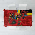 Gold Suns ANZAC Personalised Tablecloth Lest We Forget Poppy Camo