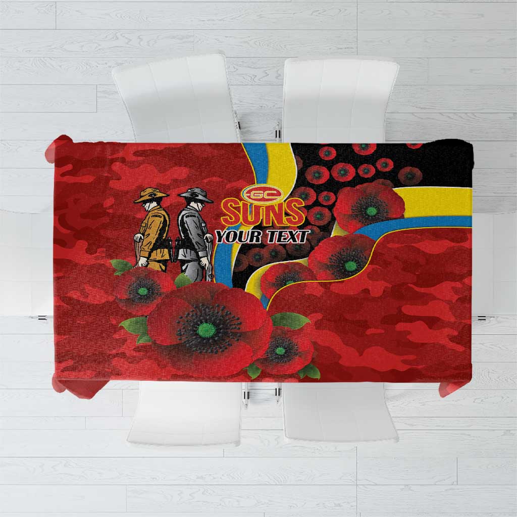 Gold Suns ANZAC Personalised Tablecloth Lest We Forget Poppy Camo