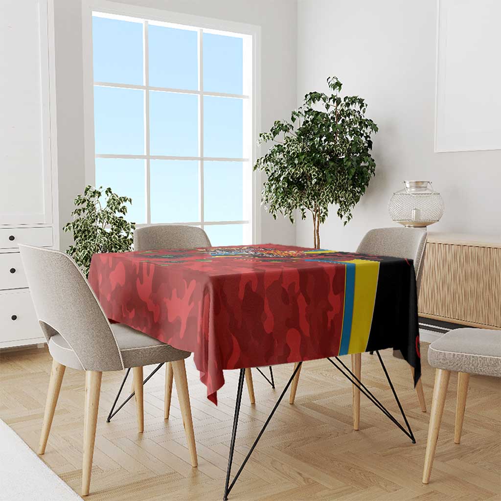 Gold Suns ANZAC Personalised Tablecloth Lest We Forget Poppy Camo