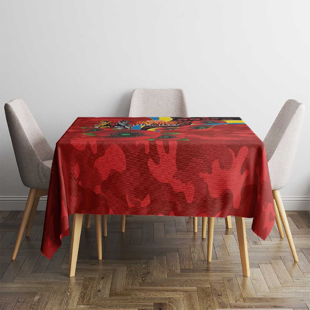 Gold Suns ANZAC Personalised Tablecloth Lest We Forget Poppy Camo