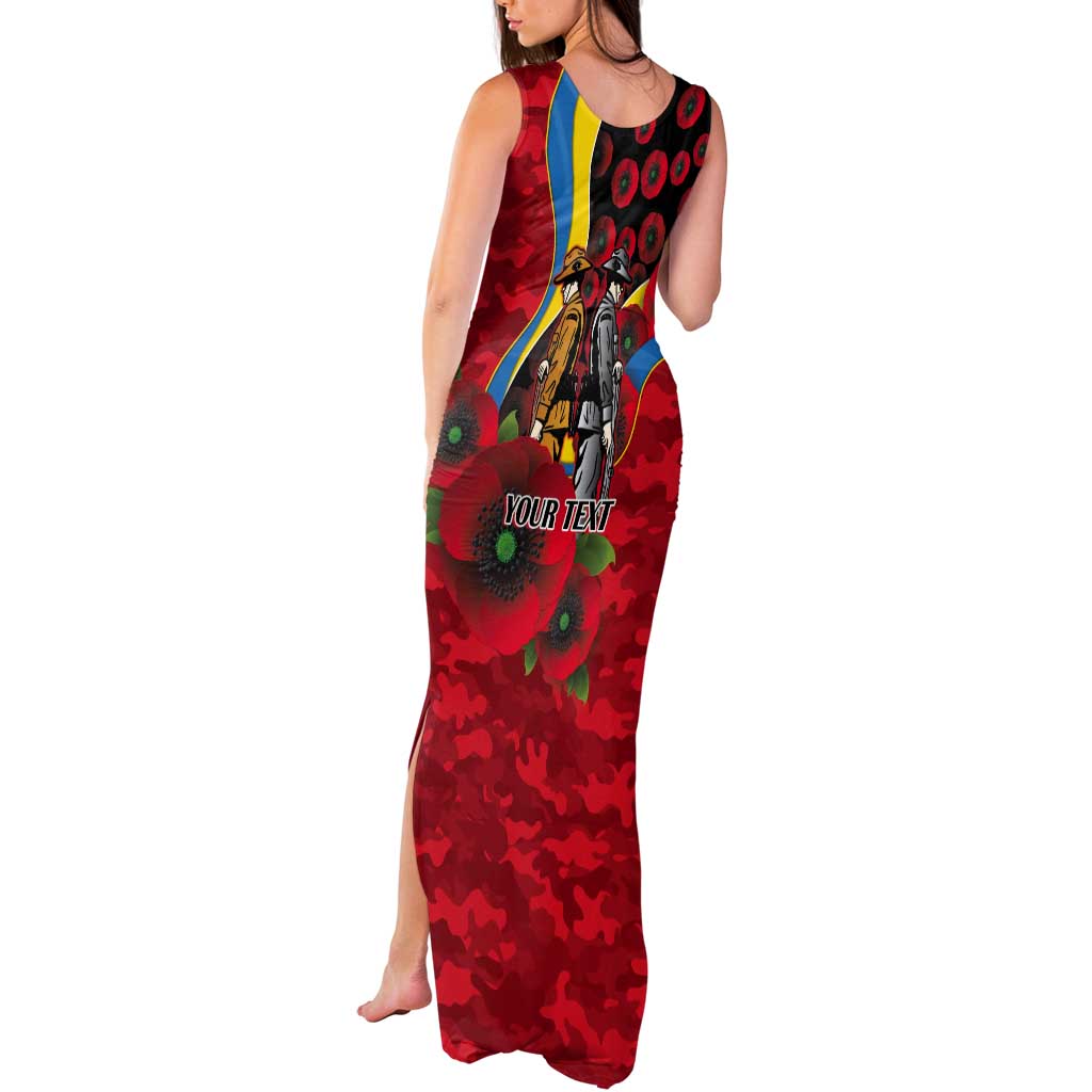 Gold Suns ANZAC Personalised Tank Maxi Dress Lest We Forget Poppy Camo