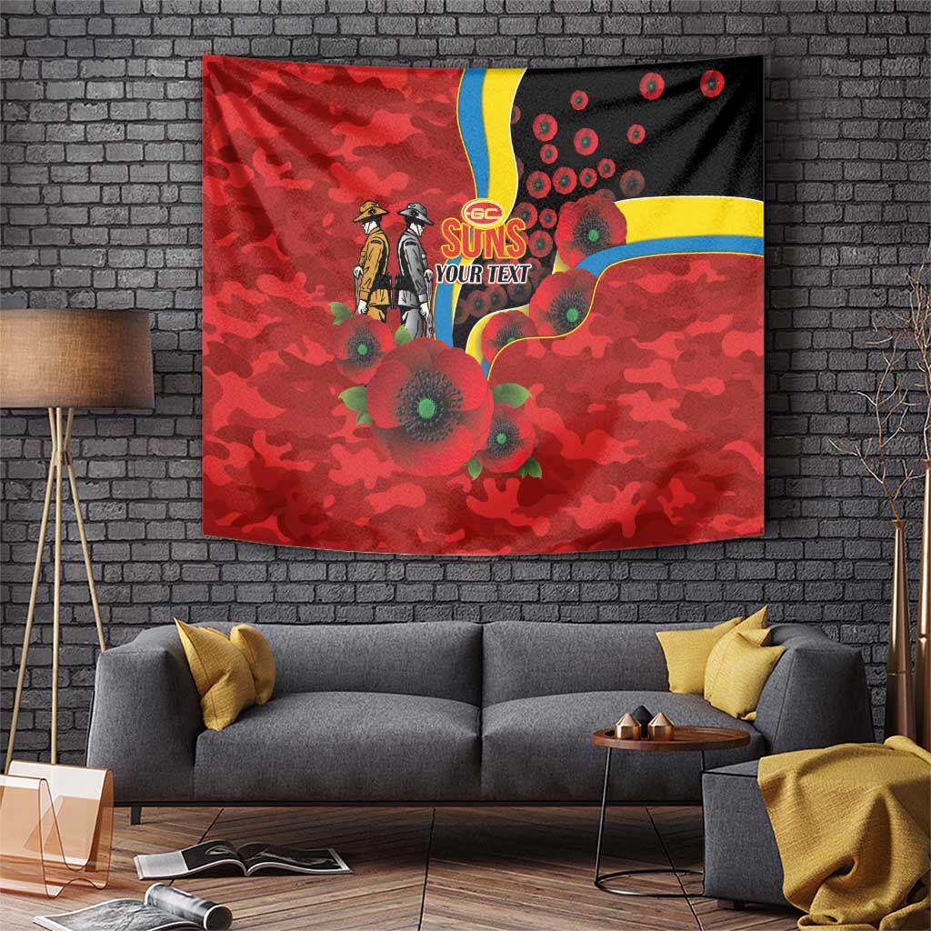 Gold Suns ANZAC Personalised Tapestry Lest We Forget Poppy Camo
