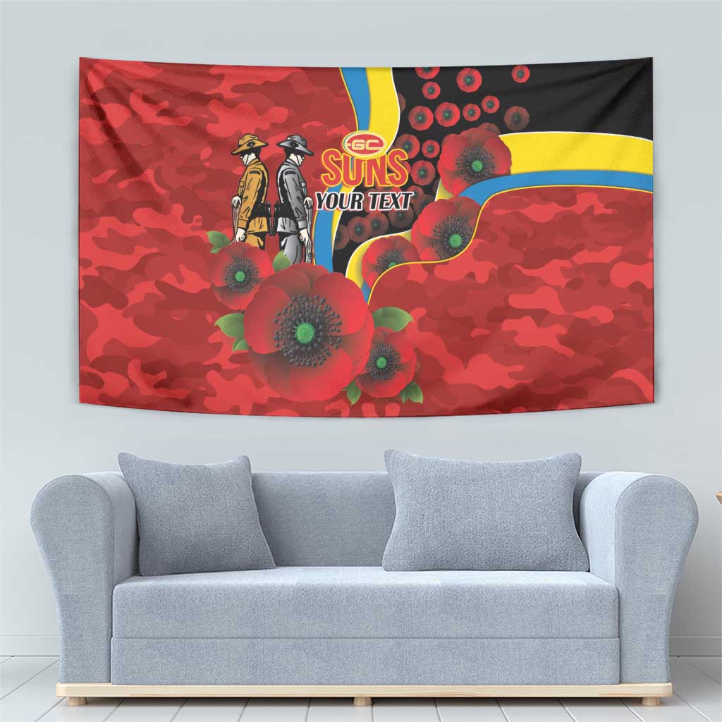 Gold Suns ANZAC Personalised Tapestry Lest We Forget Poppy Camo