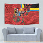 Gold Suns ANZAC Personalised Tapestry Lest We Forget Poppy Camo