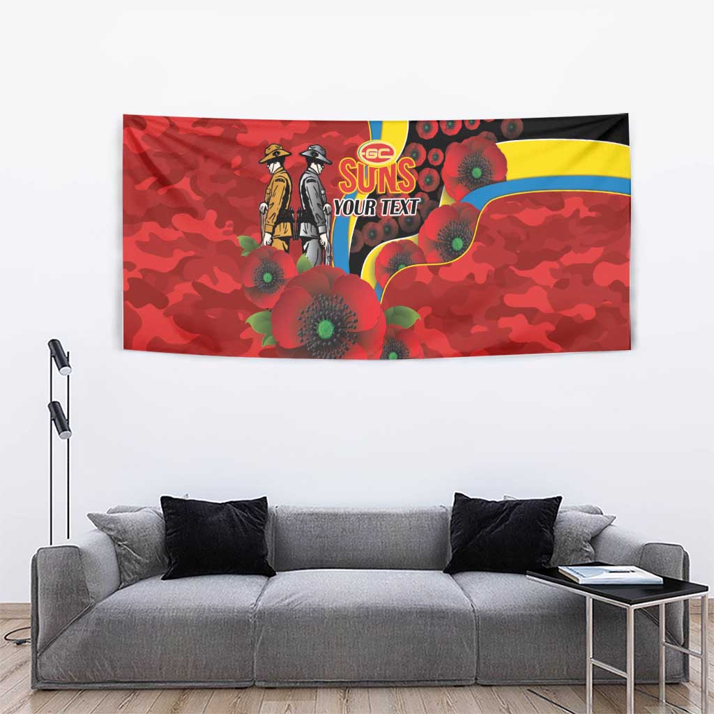 Gold Suns ANZAC Personalised Tapestry Lest We Forget Poppy Camo
