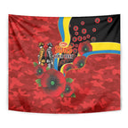 Gold Suns ANZAC Personalised Tapestry Lest We Forget Poppy Camo