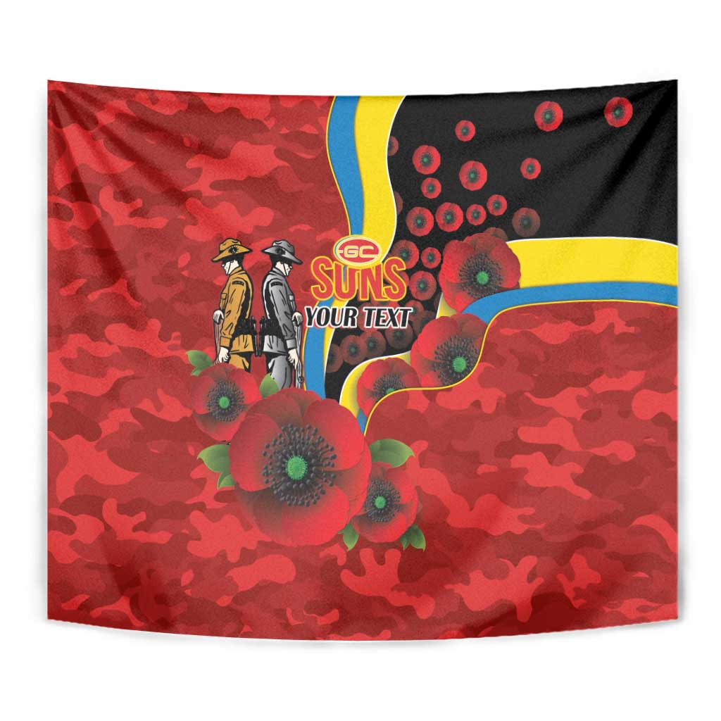 Gold Suns ANZAC Personalised Tapestry Lest We Forget Poppy Camo