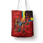 Gold Suns ANZAC Personalised Tote Bag Lest We Forget Poppy Camo