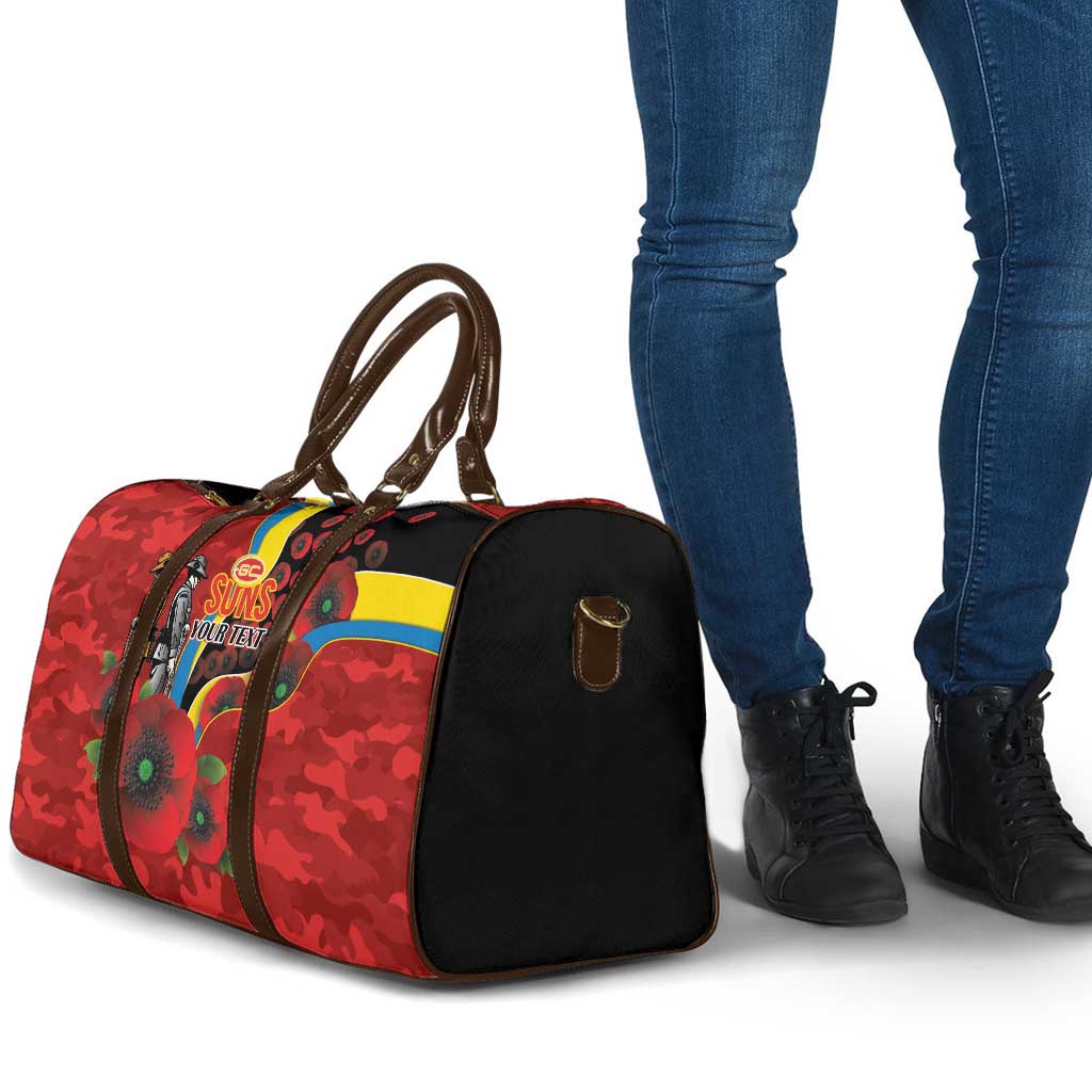 Gold Suns ANZAC Personalised Travel Bag Lest We Forget Poppy Camo